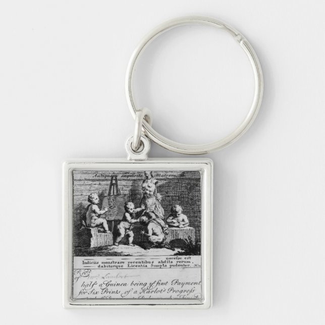 En abonnemangbiljett för 'ett luder fyrkantig silverfärgad nyckelring (Framsidan)