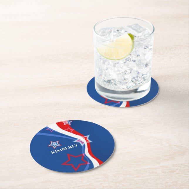 En Abstrakt amerikansk Flagga Underlägg Papper Rund (Insitu)