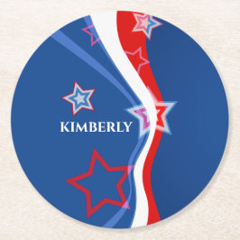 En Abstrakt amerikansk Flagga Underlägg Papper Rund