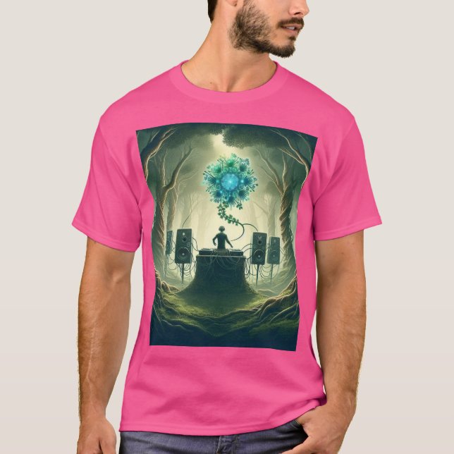 En Abstrakt Bild i en DJ i en Mystical Forest T Shirt (Framsida)