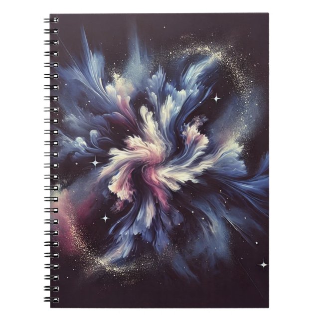 En abstrakt galaxisk design som fångar mysteriet m anteckningsbok (Framsidan)