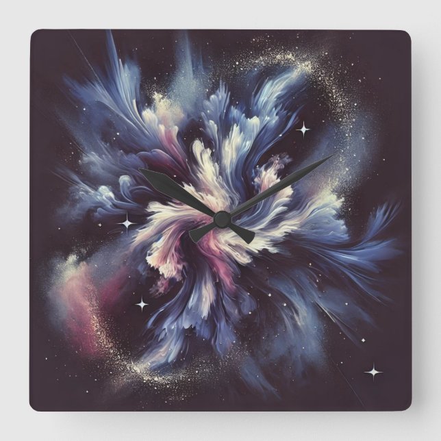 En abstrakt galaxisk design som fångar mysteriet m fyrkantig klocka (Framsida)