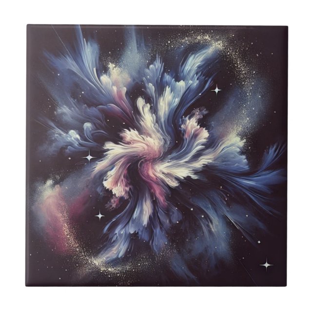 En abstrakt galaxisk design som fångar mysteriet m kakelplatta (Framsidan)