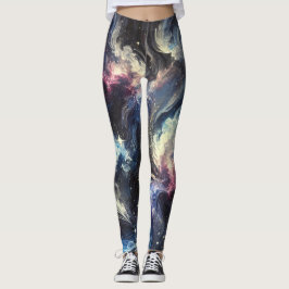 En abstrakt galaxisk design som fångar mysteriet m leggings