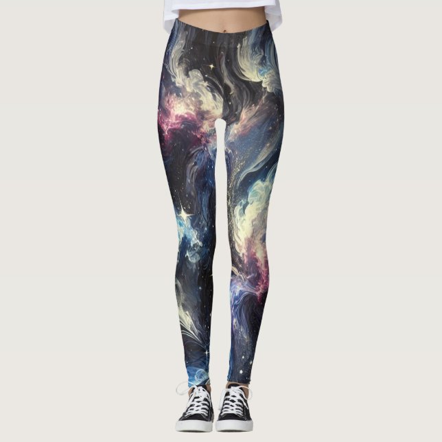 En abstrakt galaxisk design som fångar mysteriet m leggings (Framsida)