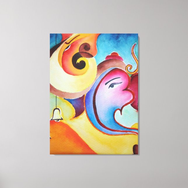 En abstrakt Ganesha-målning Canvastryck (Framsida)
