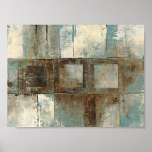 En Abstrakt i Blue och Brown Poster