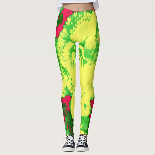 En abstrakt som är färglös "Ratti_Kreativ_Arts" Le Leggings (Framsida)