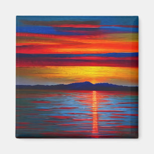 En abstrakt version av havssolnedgången magnet