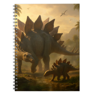 En ädel vuxen Stegosaurus som varsamt vägleder sin Anteckningsbok