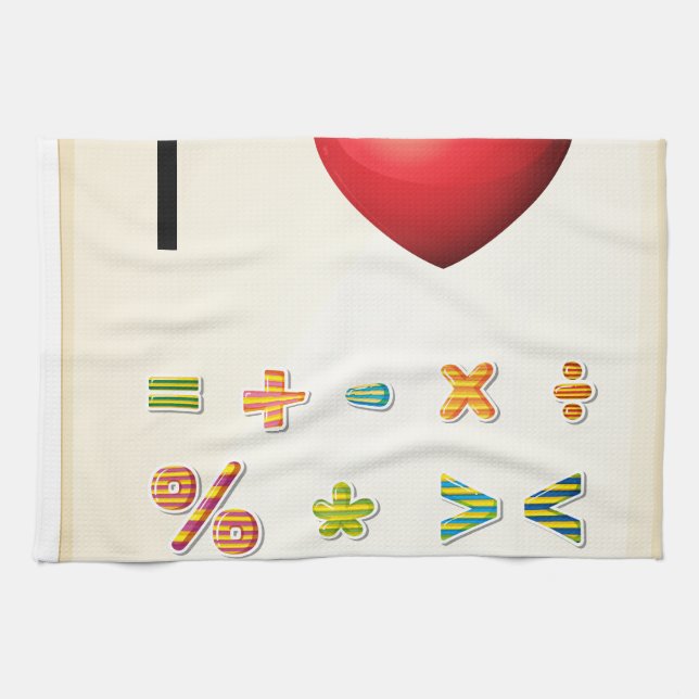 En affischvisning kärleken av matematik kökshandduk (Horisontell)