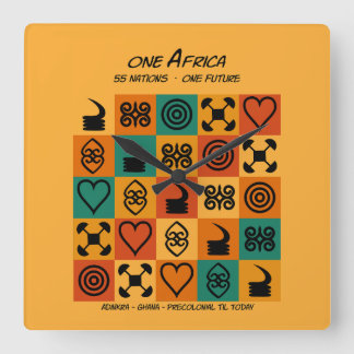 En Afrika – Adinkra – Ghana - Fyrkantig Klocka