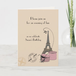 En afton i Paris rosa Themed hälsningkort Inbjudan