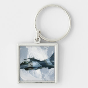 En Aggressor F-16 Fyrkantig Silverfärgad Nyckelring