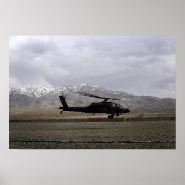 En AH-64A Apache som startar Poster (Framsidan)