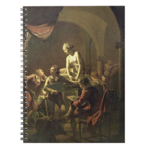 En akademi i lampljus, c.1768-69 (olja på duk) anteckningsbok