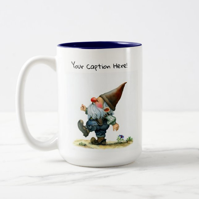 En akvarellmålning av en söt tomte Två-Tonad mugg (Vänster)