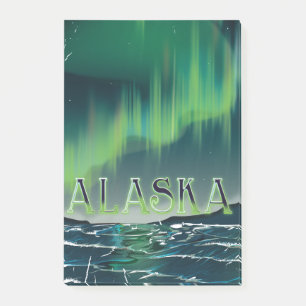 En Alaskansk Aurora Vintage Resa affisch Post-it Block