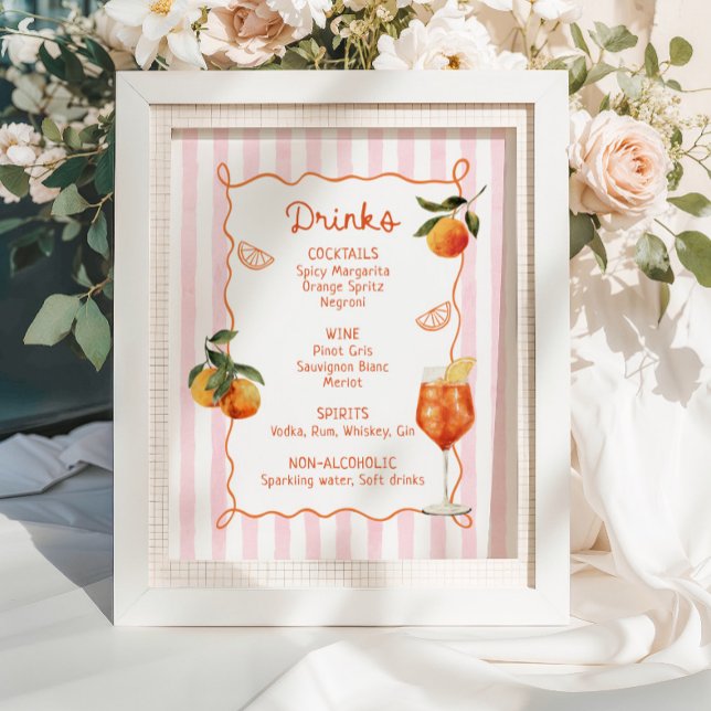 En äldre Spritz handritad dryckesmeny Poster (Skapare uppladdad)