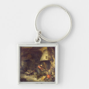 En alkemist, 1611 fyrkantig silverfärgad nyckelring