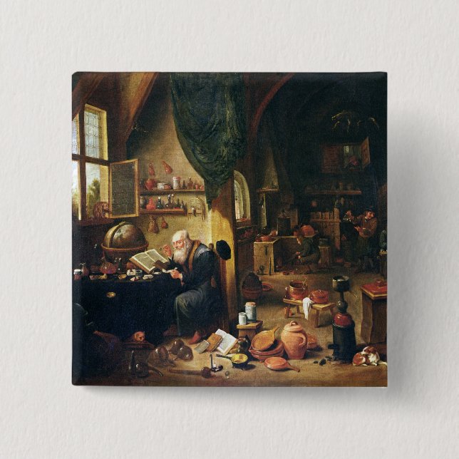 En alkemist i hans seminarium knapp (Framsida)