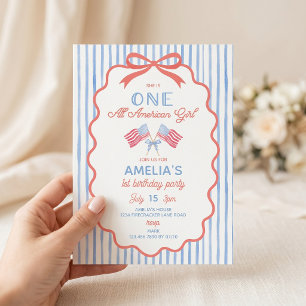 En All American Girl 1-års födelsedagsinbjudan Inbjudningar