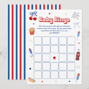 En All American Girl Baby Shower Bingo Spelkort Inbjudningar