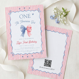 En All American Girl QR-kod 1-årsdag Inbjudningar