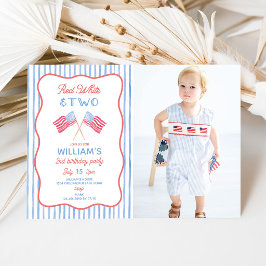 En All American Pojke 2-års Födelsedags Fotoinbjud Inbjudningar
