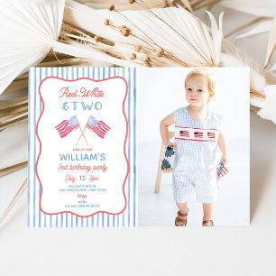 En All American Pojke 2-års Födelsedags Fotoinbjud Inbjudningar