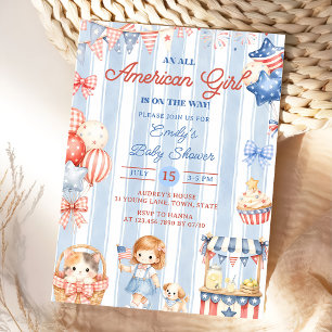 En All Amerikansk Flickas Baby Shower Party Inbjud Inbjudningar