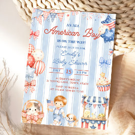 En All Amerikansk Pojke Baby Shower Party Inbjudan