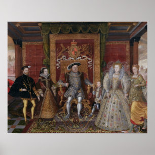 En allegori av den Tudor följden: Familjen av Poster