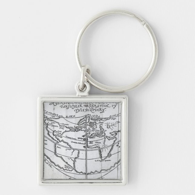 En allmän karta fyrkantig silverfärgad nyckelring (Framsidan)