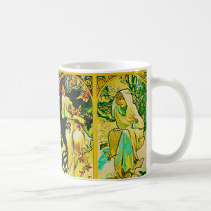 ~en Alphonse Mucha för fyra säsonger Kaffemugg