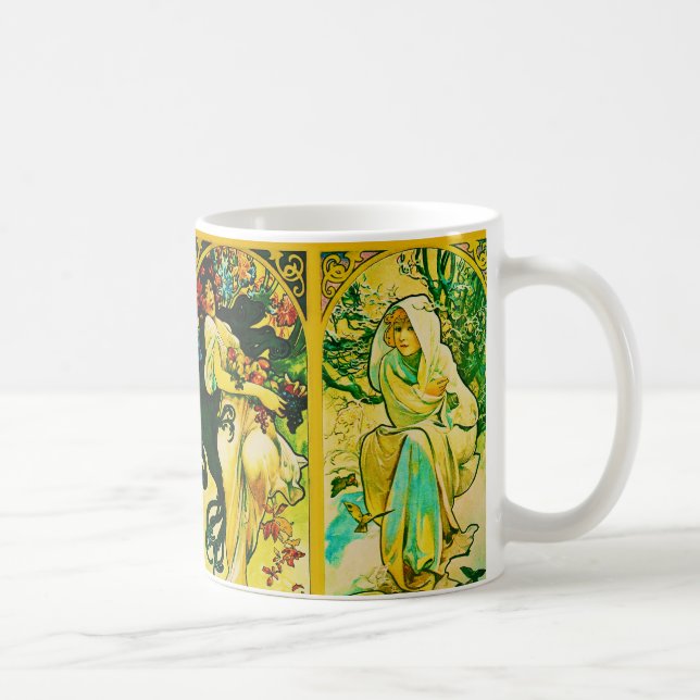 ~en Alphonse Mucha för fyra säsonger Kaffemugg (Höger)