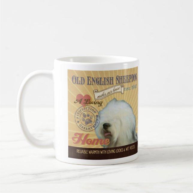 En älska gammal engelsk Sheepdog gör vårt hushem Kaffemugg (Vänster)
