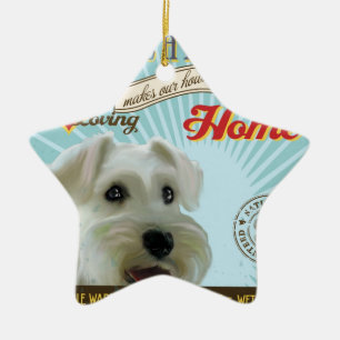 En älska mini- Schnauzer gör vårt hushem Julgransprydnad Keramik
