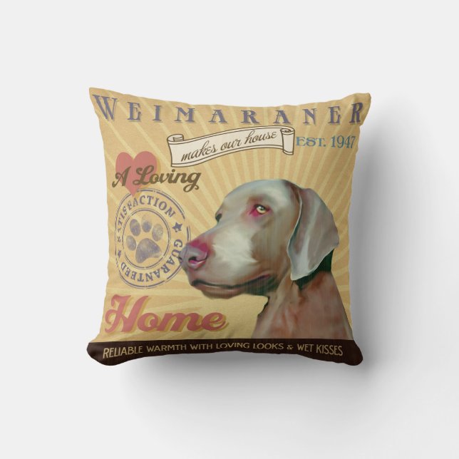 En älska Weimaraner gör vårt hushem Kudde (Framsida)