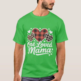 En Älskad MAMA Söt Rutig Hjärtan Familj Alla hjärt T Shirt
