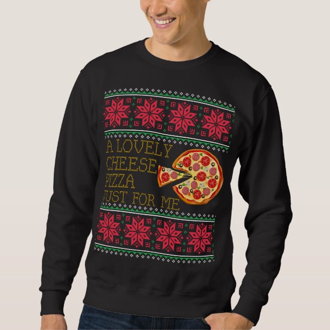 En älskvärd ostPizza precis för mig ful jul Lång Ärmad Tröja (Framsida)