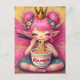 En älv som äter Ramen Vykort