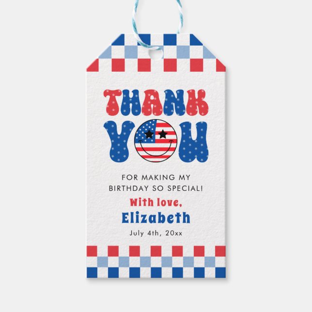 En amerikan Babe 4 juli första födelsedag Presentetikett (Framsidan)