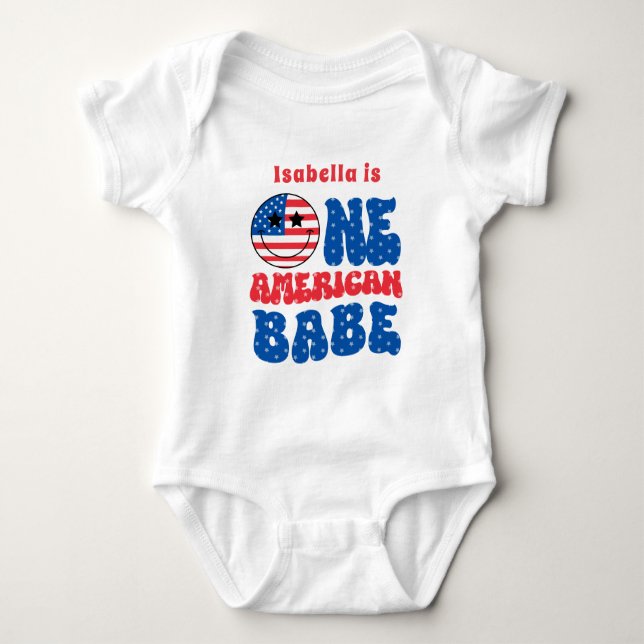 En amerikan Babe 4 juli första födelsedag T Shirt (Framsida)
