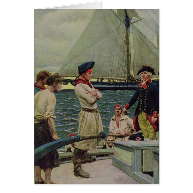 En amerikanPrivateer som tar en brittisk pris Hälsningskort (Framsidan)