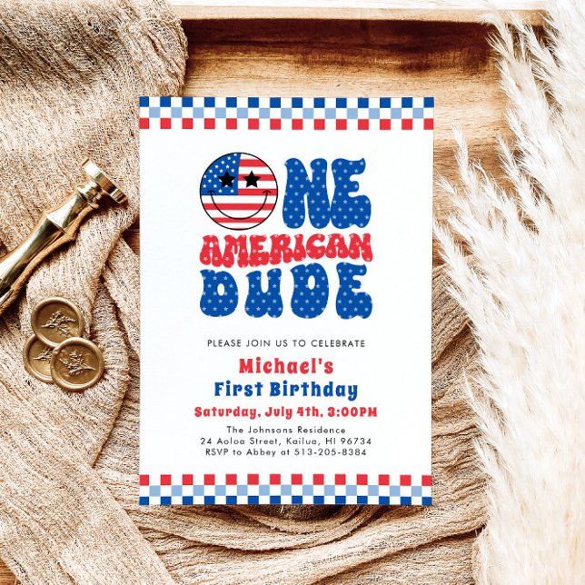 En amerikansk 4:e juli första födelsedag inbjudningar (Skapare uppladdad)