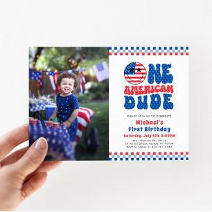 En amerikansk 4:e juli-fotot första födelsedagen inbjudningar