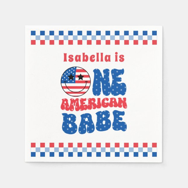 En amerikansk babe 4 juli 1:a födelsedagen pappersservett (Framsidan)
