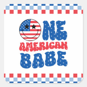 En Amerikansk Baby 4:e Juli 1:a Födelsedag Fyrkantigt Klistermärke