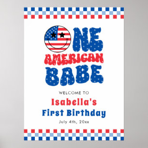En Amerikansk Baby 4:e Juli Första Födelsedagsfest Poster